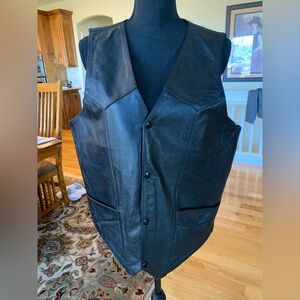 Men's Black Leather Vest